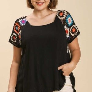Boho Crochet Sleeve Top with Crochet back